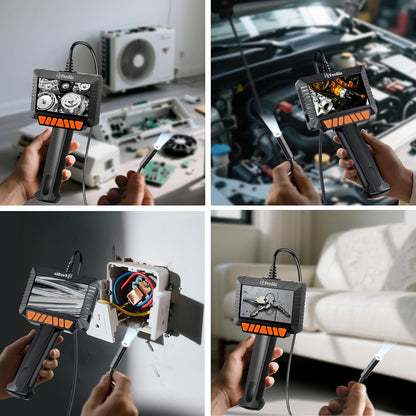 1920P HD Endoscope Camera with Light, 4.3'' Color LCD Screen Borescope, IP67 Waterproof Inspection Camera with 8 Adjustable LED Lights,16.5Ft Semi-Rigid Cable (Black)