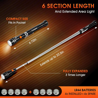 Magnetic Pickup Tool,  Magnetic Flashlight Telescoping Magnet with LED Flashlight and Extendable Neck, Cool Gadget Birthday Gifts for Men, Dad, Husband, Mechanic, Tech, Handyman