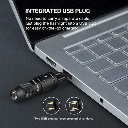 IMINI 2 EDC Rechargeable Keychain Flashlight, 50 Lumens Compact and Portable Mini LED Keyring Lights with Built-In Battery Ideal for Everyday Carry and Emergencies (Black)