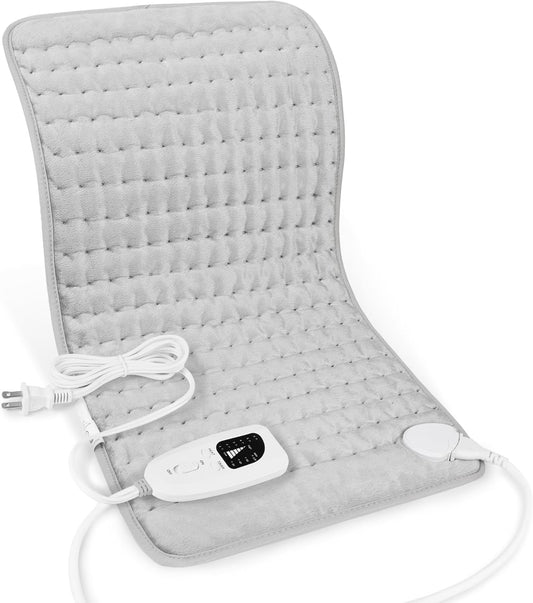 Heating Pad,Electric Heating Pads for Back,Neck,Abdomen,Moist Heating Pad for Shoulder,Knee,Arms,Legs,Dry/Moist Heat & Auto Shut Off,Birthday Gifts for Men and Women(Light Gray, 24''×12'')