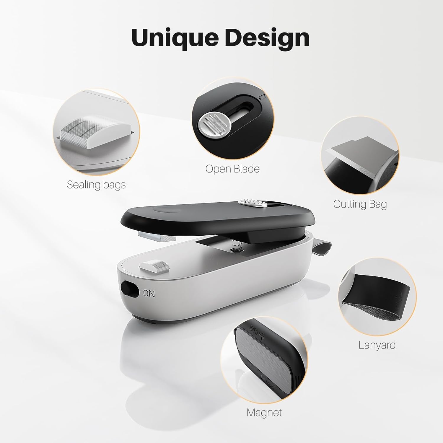 2 in 1 Mini Bag Sealer - Heat Seal & Cutter with Lanyard, Portable Handheld Chip Bag Sealer for Snacks, Candies & Food Storage (Batteries Included)